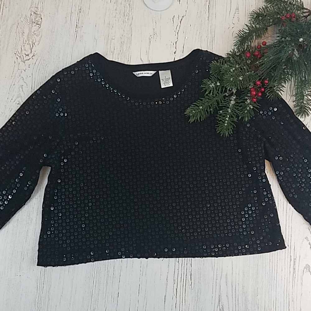 Vintage Laura Ashley Cropped Sequin Top
